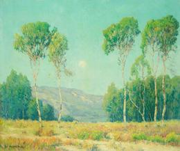 Maurice Braun, "Moonrise and Eucalyptus Trees", 25 x 30 inches!